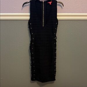 Guess Black Backless Dress with Lace-Up Sides